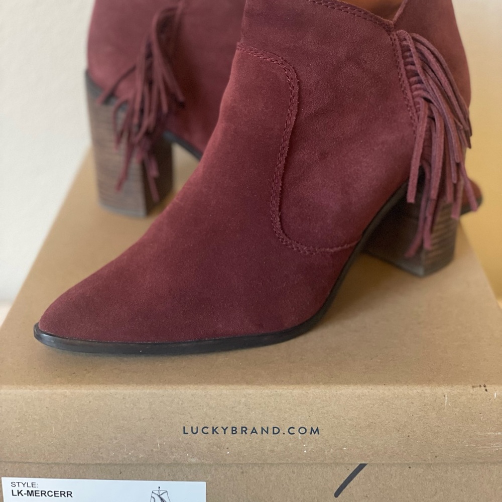 Lucky Brand Women's Wine Suede Ankle Booties
